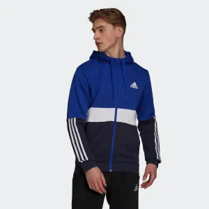 Men's Straight-Cut Zipped Hoodie With Pocket - Blue