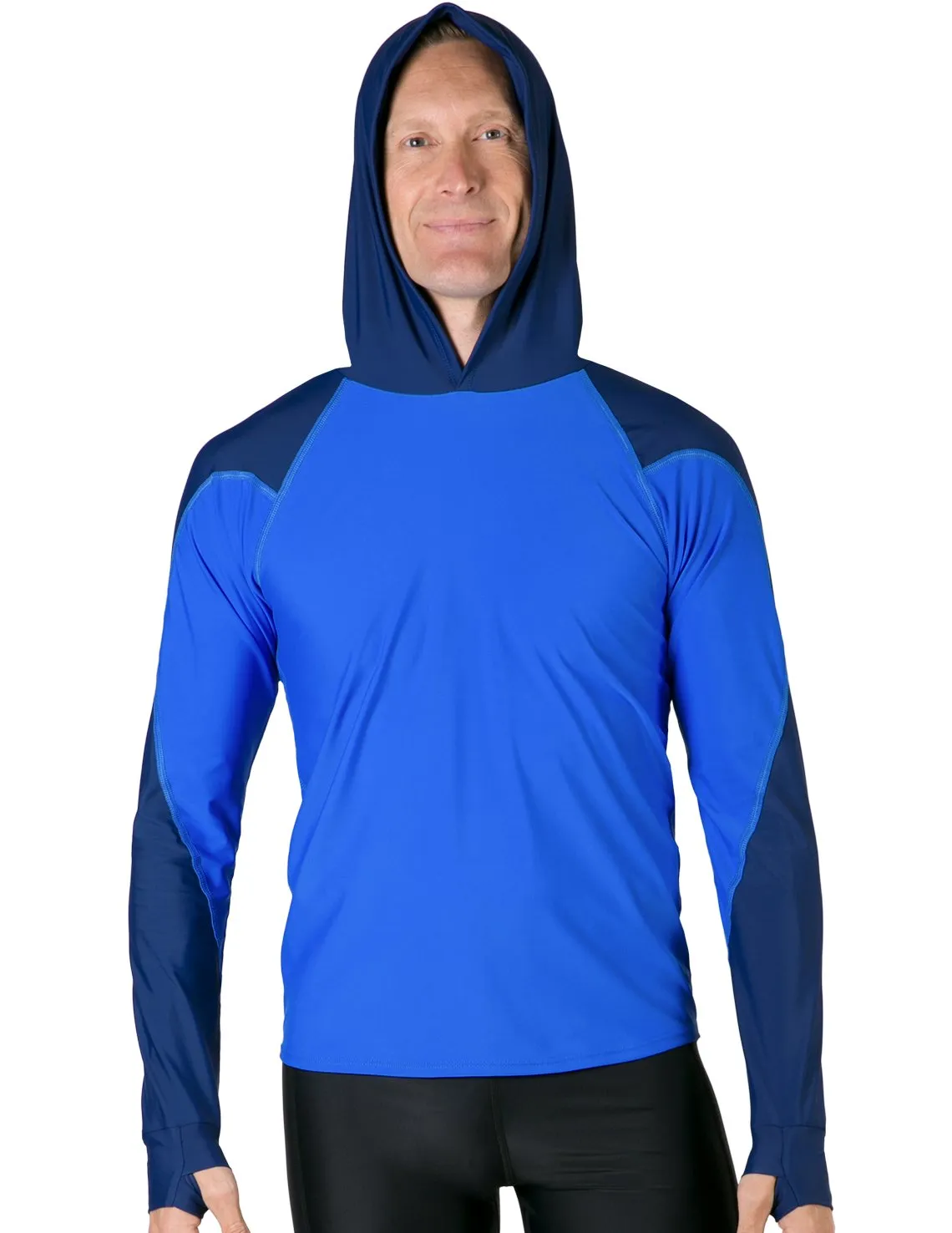 Men's  Swim Crest Rash Guard with Relaxed Hoodie - Black
