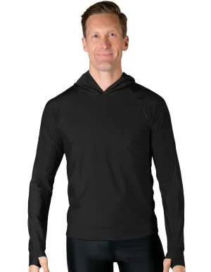 Men's  Swim Crest Rash Guard with Relaxed Hoodie - Black