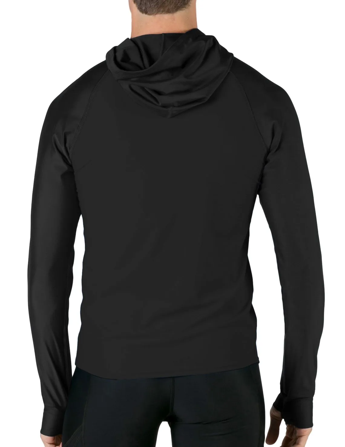 Men's  Swim Crest Rash Guard with Relaxed Hoodie - Black