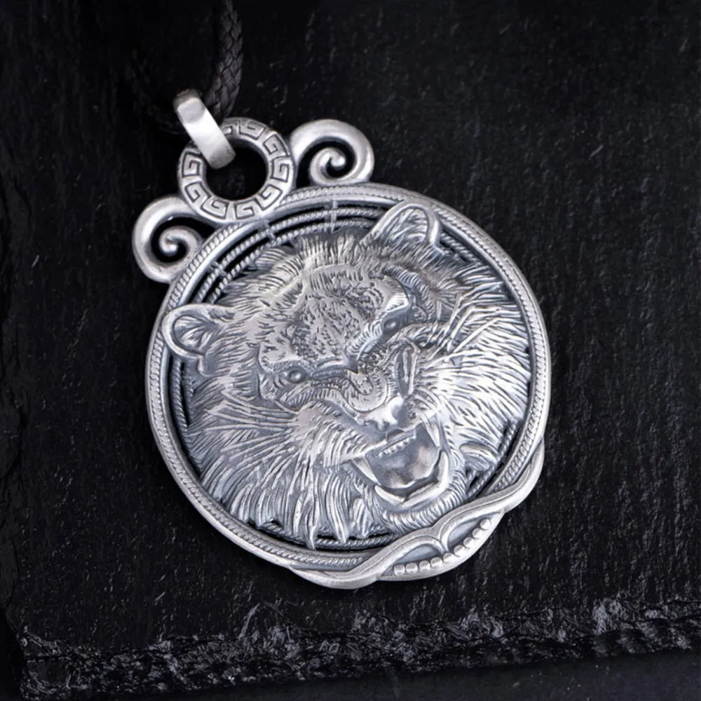 Men's Women's Real Solid 999 Sterling Silver Pendants Animal Zodiac Tiger Jewelry