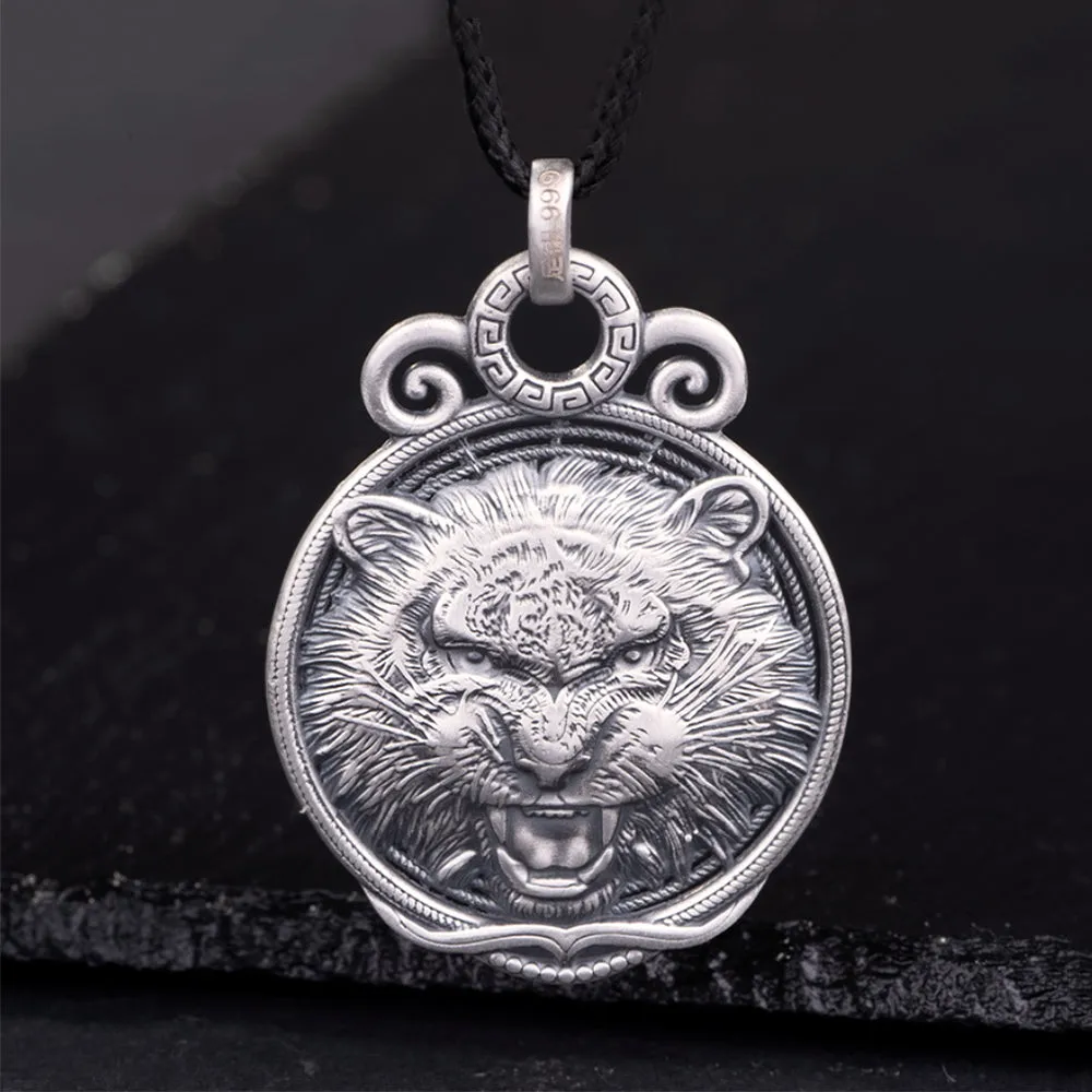 Men's Women's Real Solid 999 Sterling Silver Pendants Animal Zodiac Tiger Jewelry