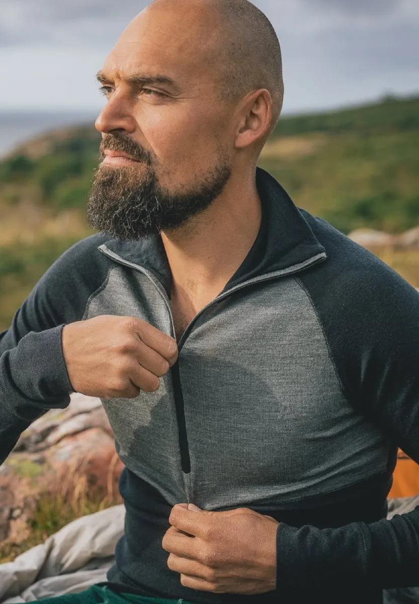MERINO WOOL BASE LAYER HALF-ZIP SHIRT FOR MEN