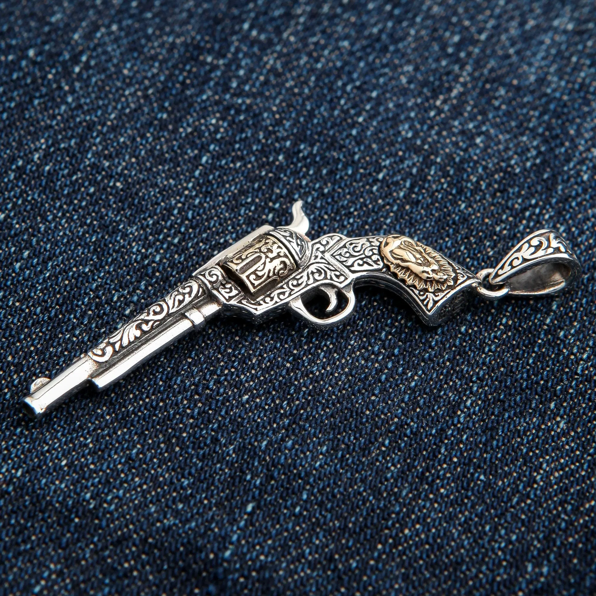 Mexican Gun Sterling Silver Pendant