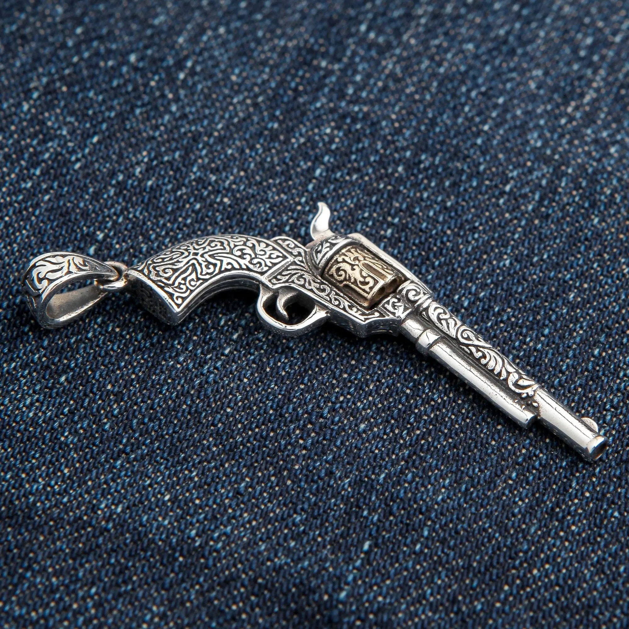 Mexican Gun Sterling Silver Pendant