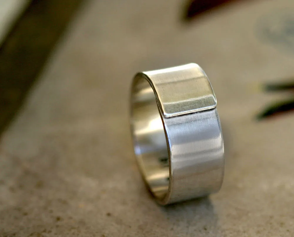 Modern men's wedding band sterling silver wrapped ring (S0319)