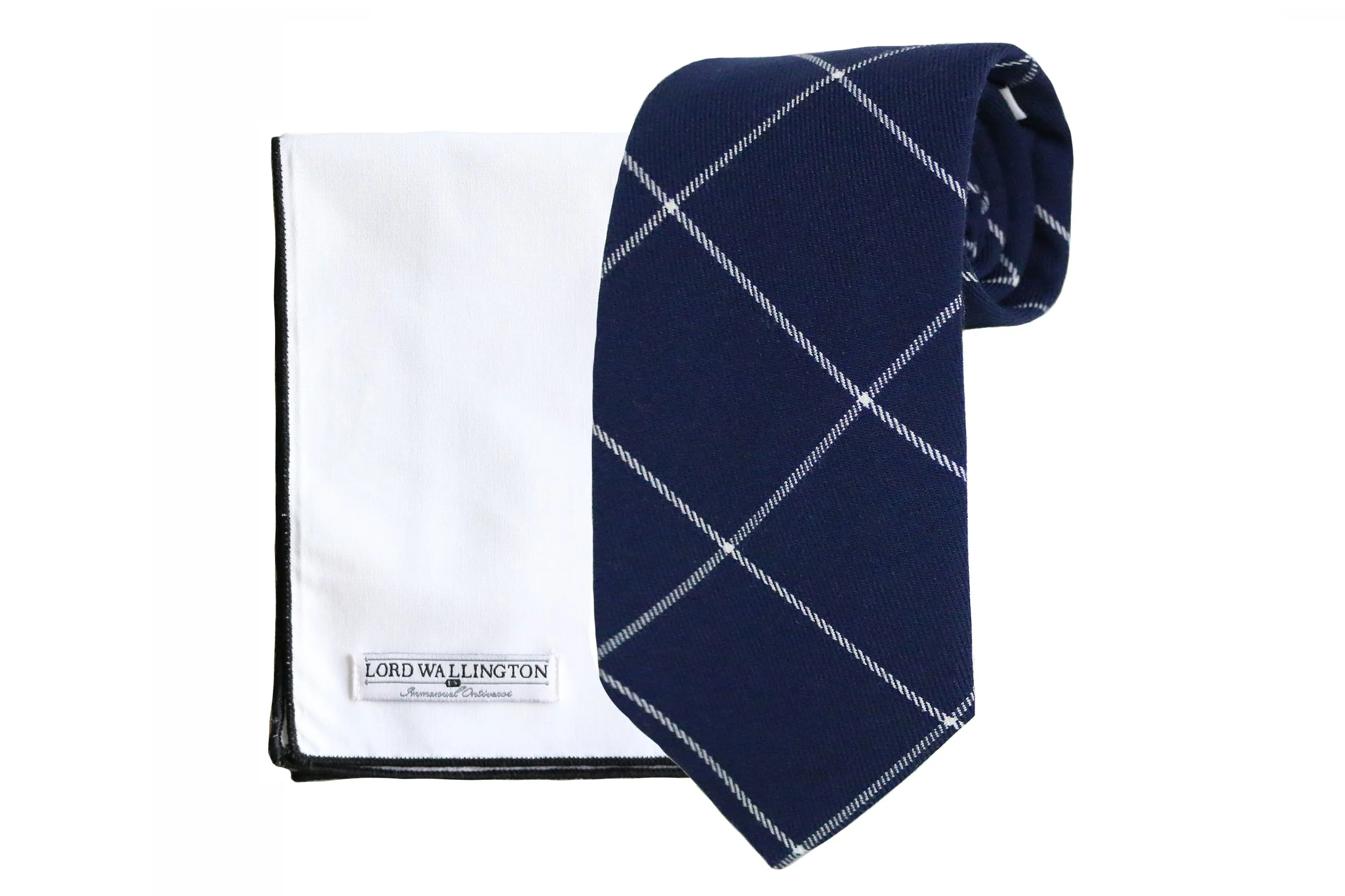 Navy Blue Windowpane Tie Set