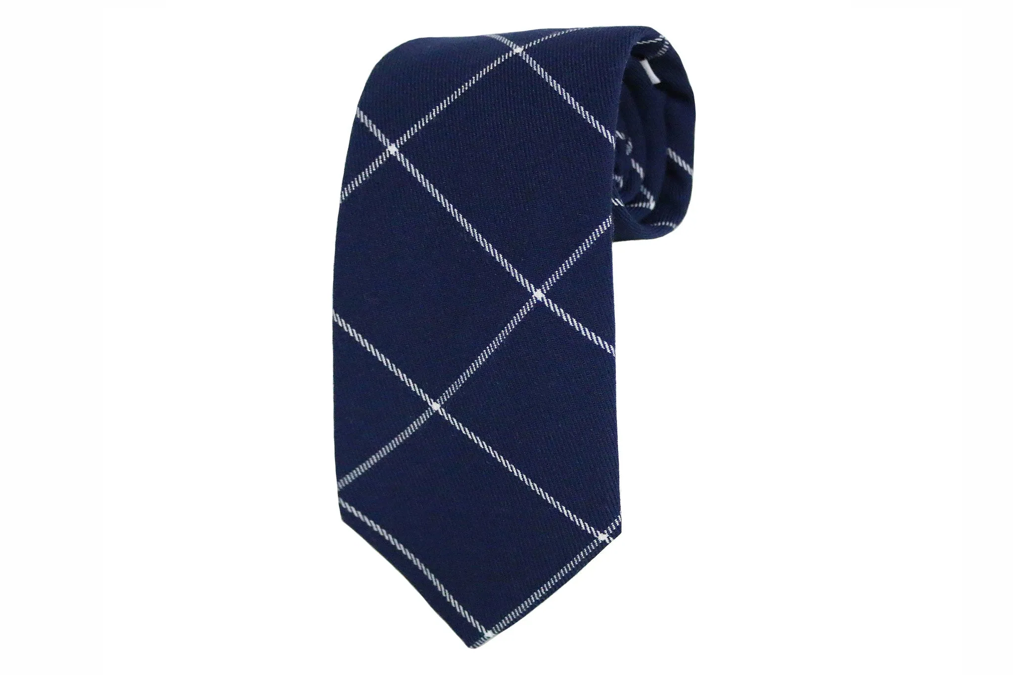 Navy Blue Windowpane Tie Set