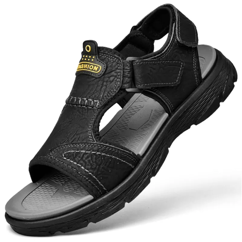New Mens Casual Open Toe Cowhide Leather Sandals