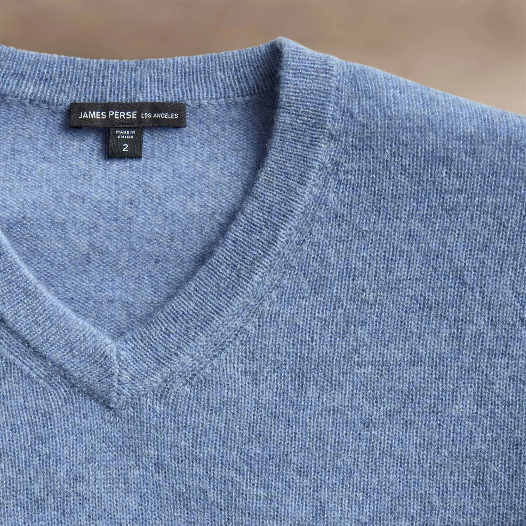 Open Knit Cashmere V Neck - Blue Sky