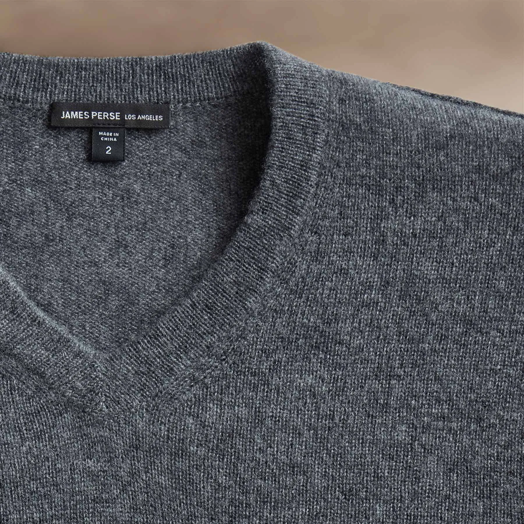 Open Knit Cashmere V Neck - Flannel