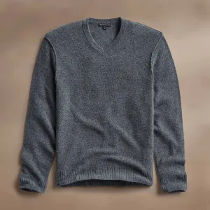 Open Knit Cashmere V Neck - Flannel