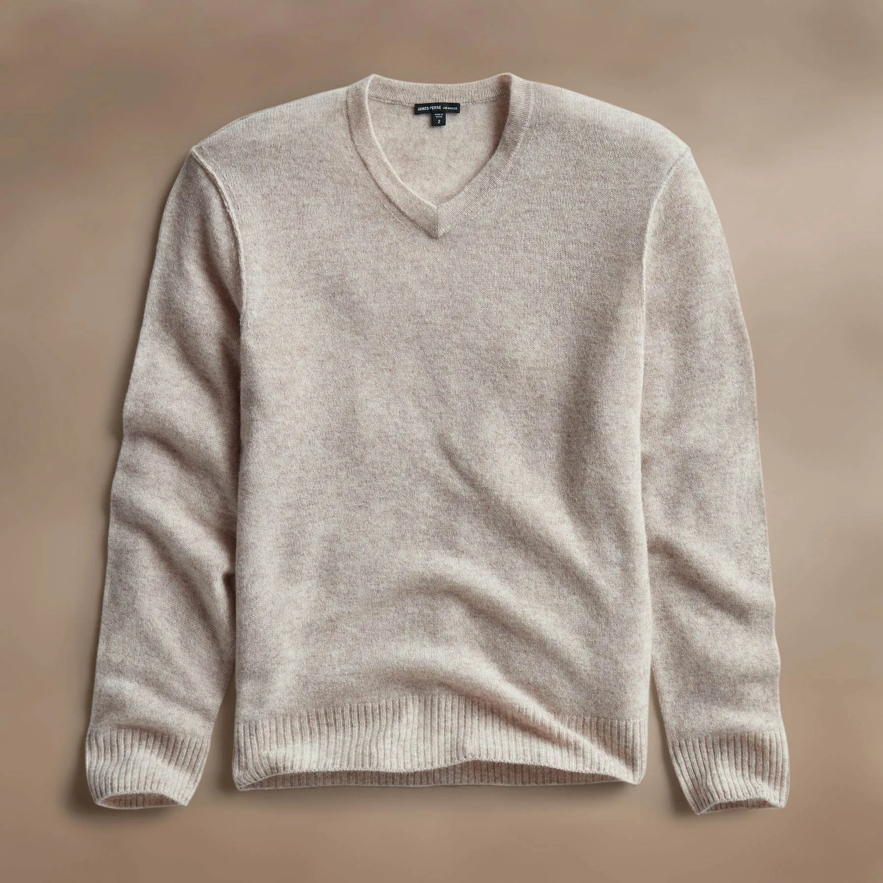 Open Knit Cashmere V Neck - Light Beige