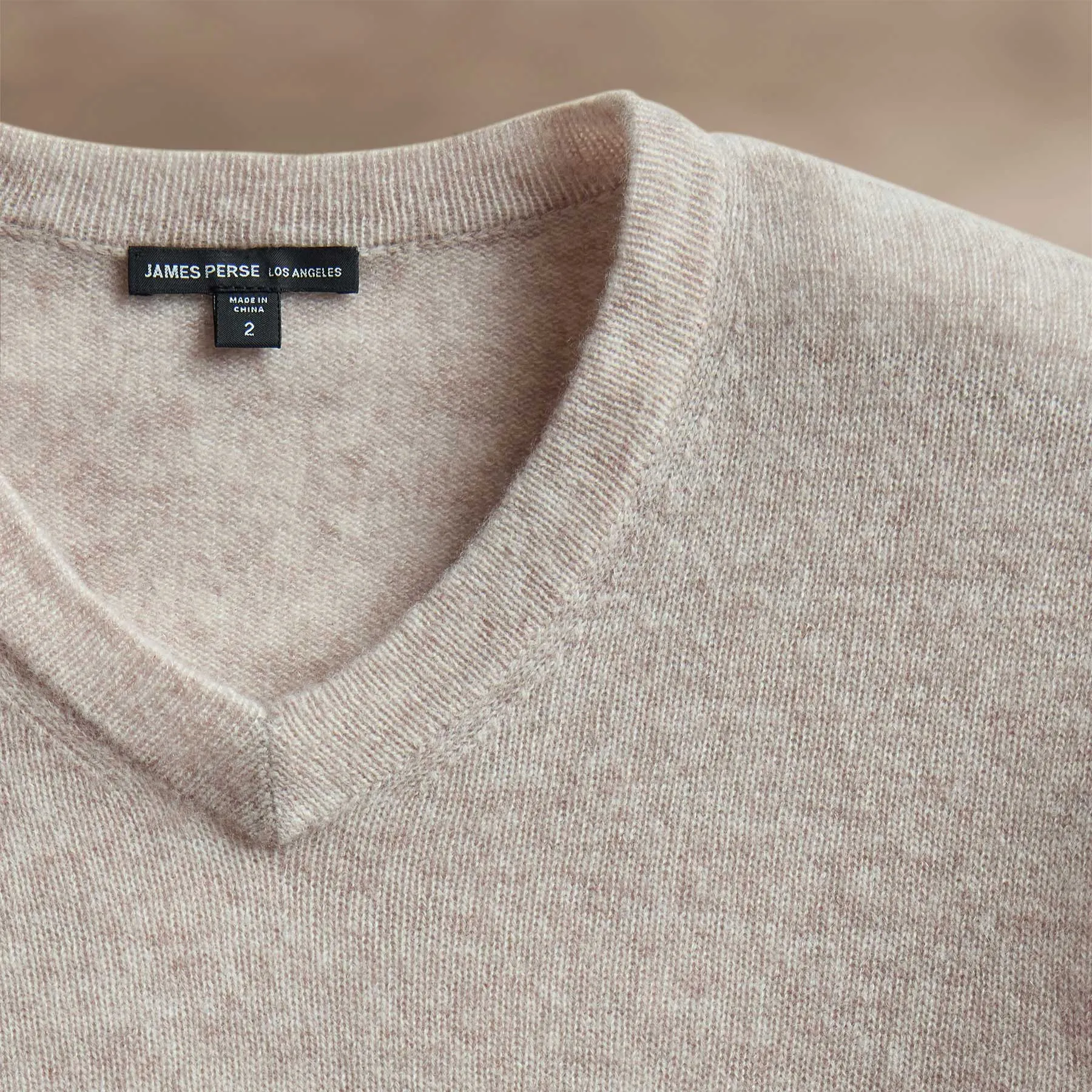 Open Knit Cashmere V Neck - Light Beige