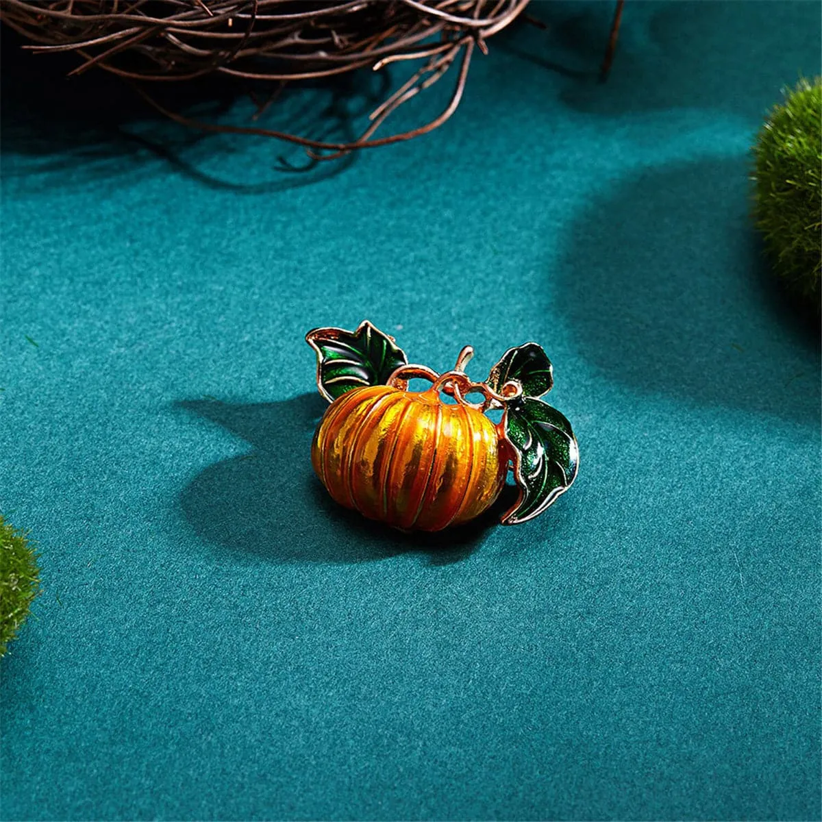 Orange & Green Pumpkin Brooch