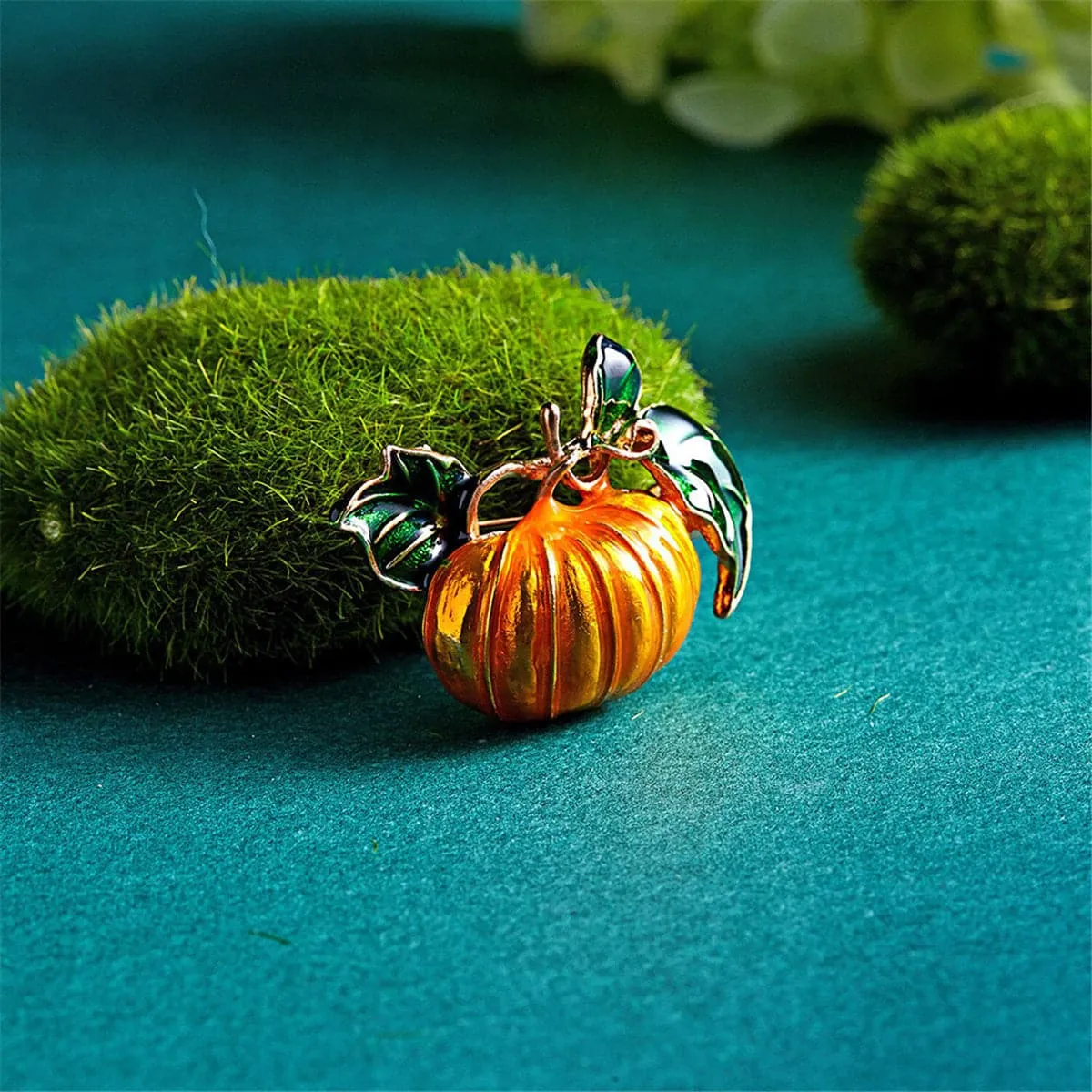 Orange & Green Pumpkin Brooch