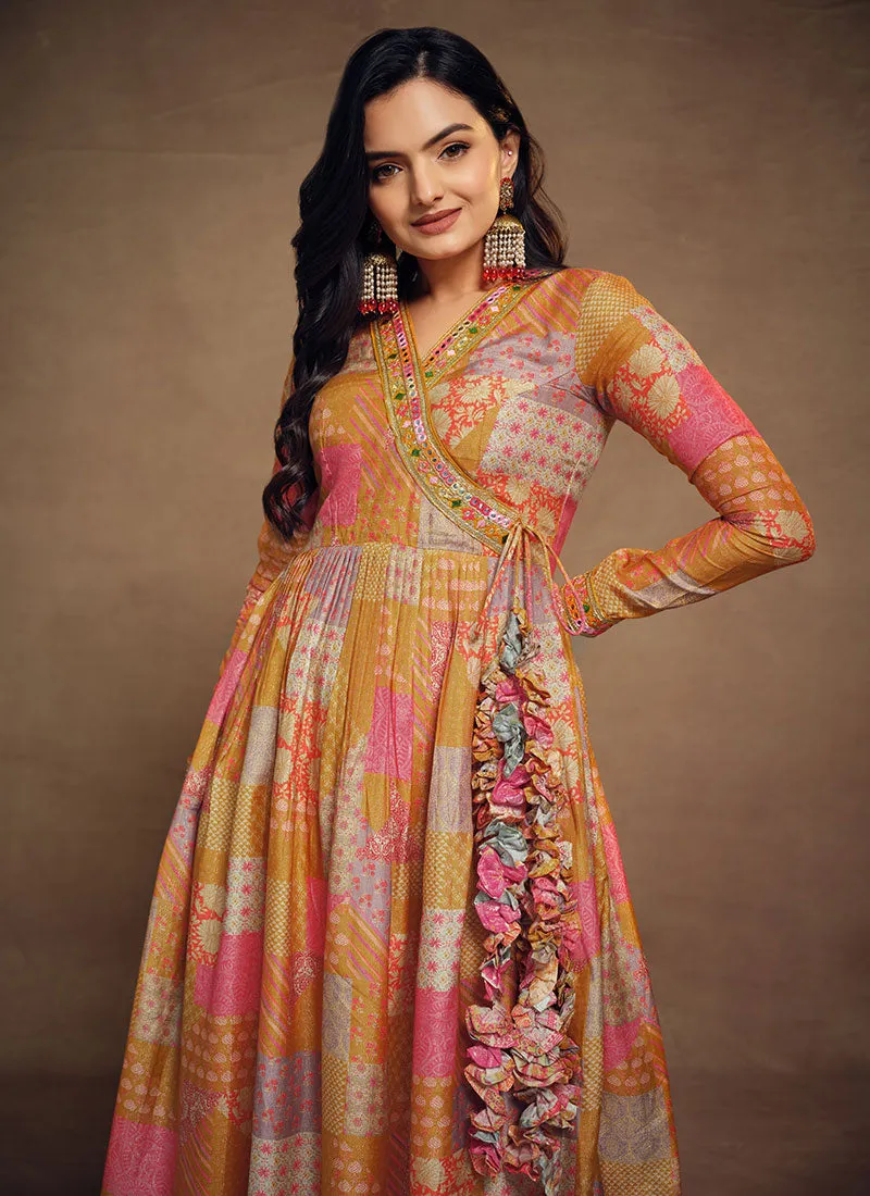 Orange Multicolored Minimal Embroidery Kurta And Palazzo
