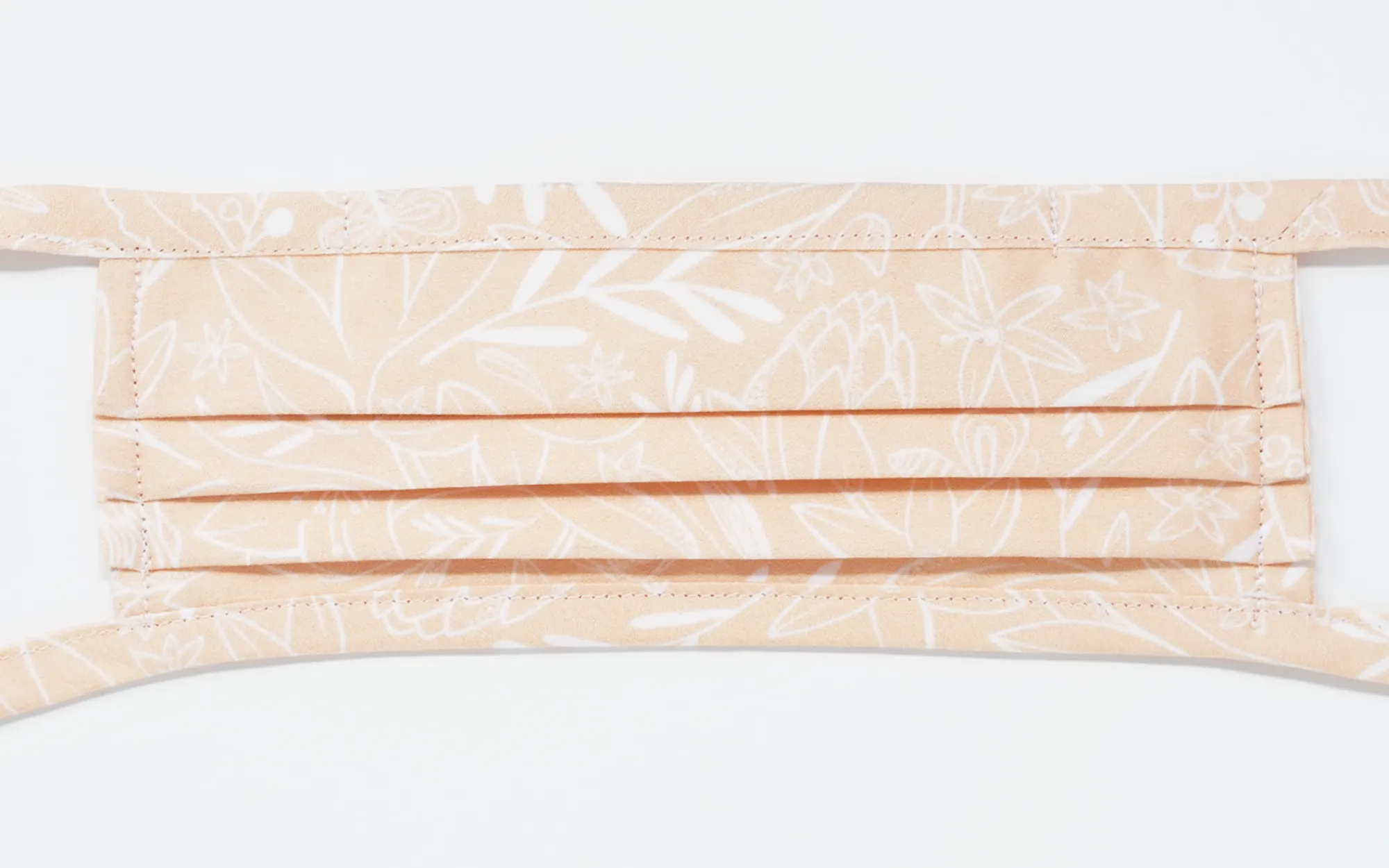 Organic Cotton Face Mask with Flexible Nose and Ties- Botanical Sketchbook Floral Pink