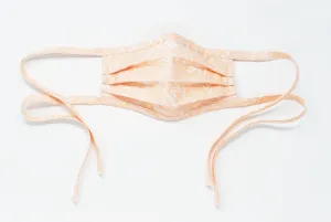 Organic Cotton Face Mask with Flexible Nose and Ties- Botanical Sketchbook Floral Pink