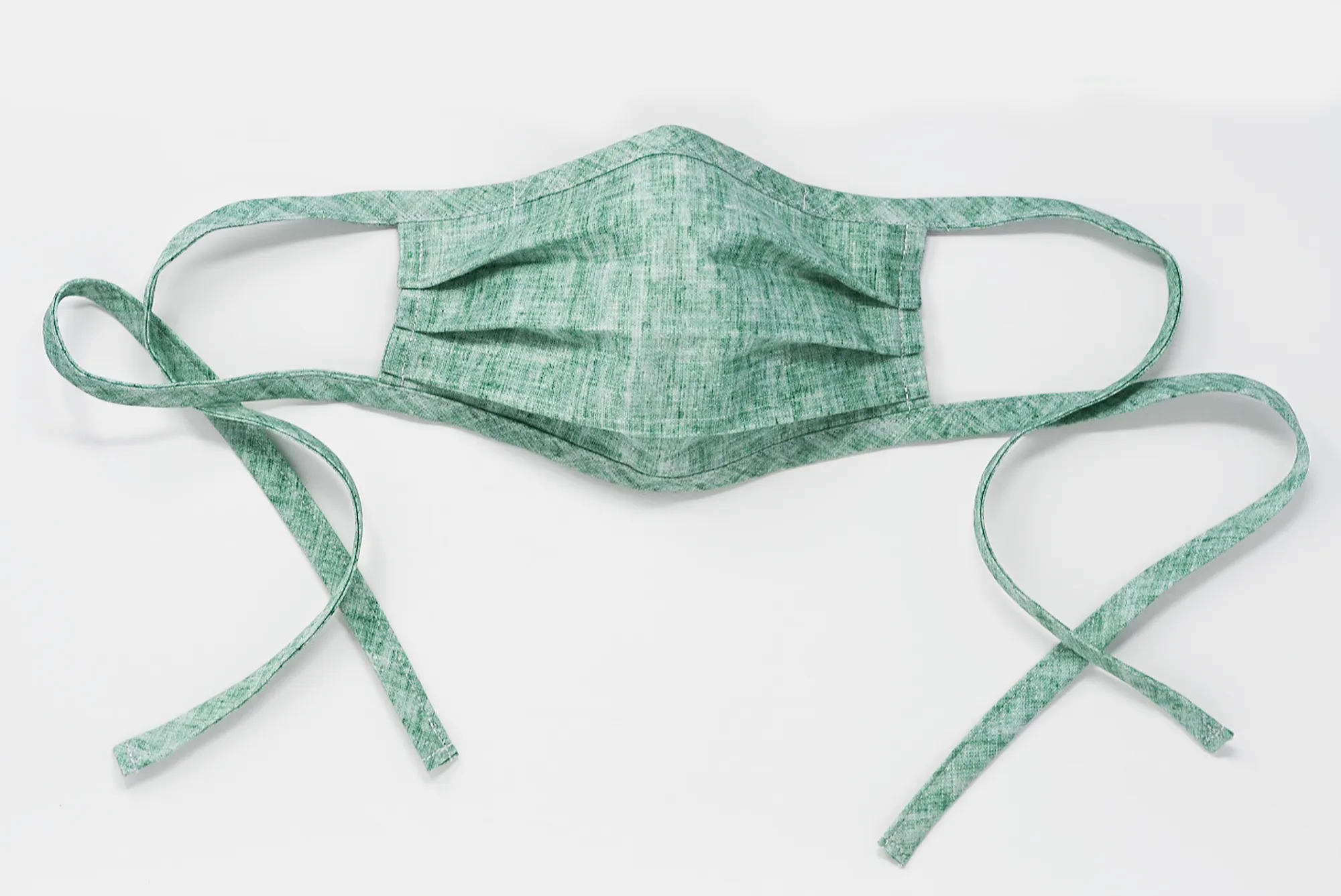 Organic Cotton Face Mask with Flexible Nose and Ties- Fable Textured Sage
