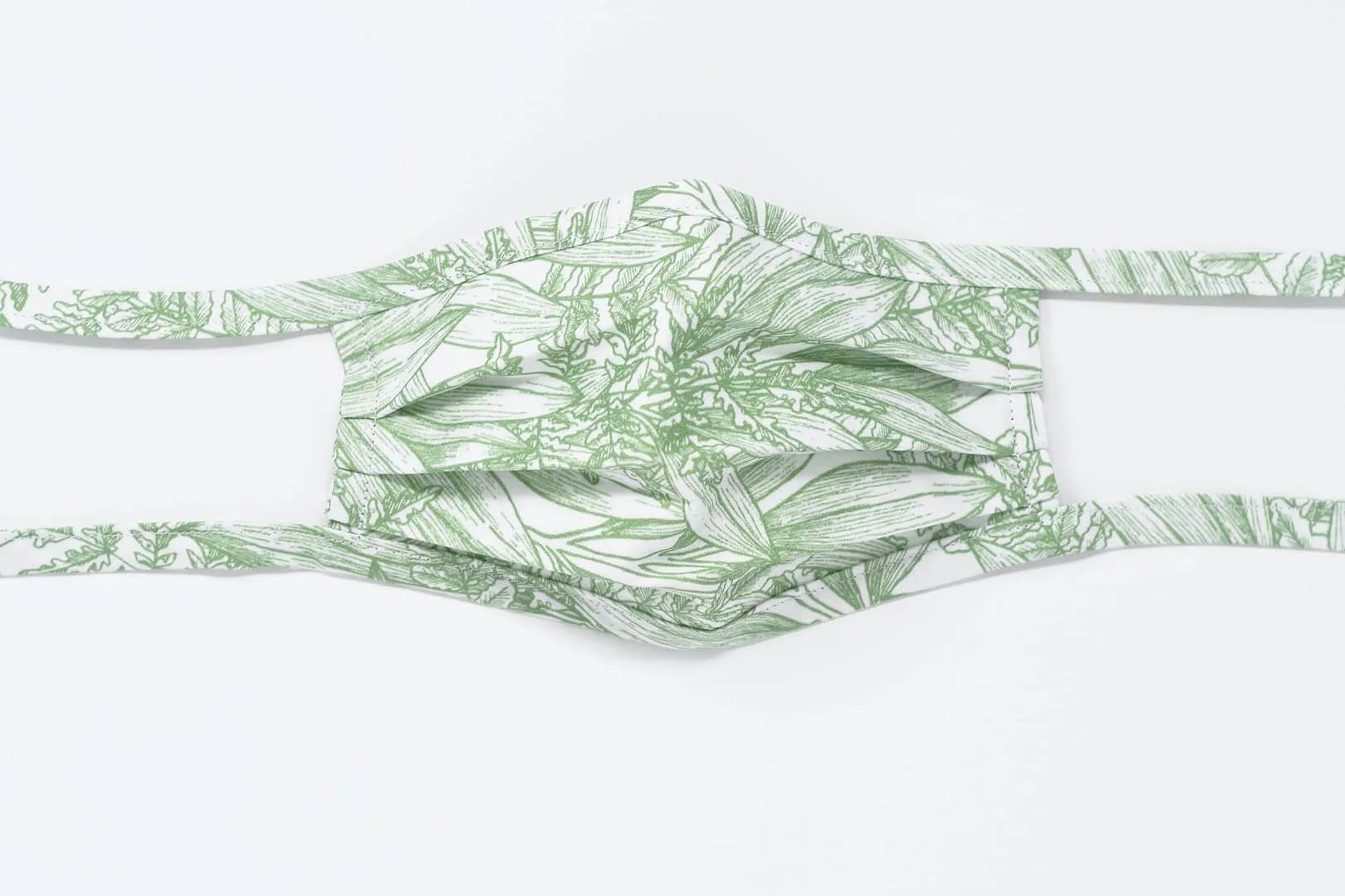 Organic Cotton Face Mask with Flexible Nose and Ties- Wild Plants