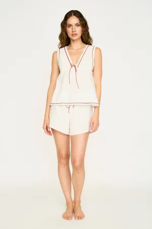 Pajama Tap Short & Camisole Set in White