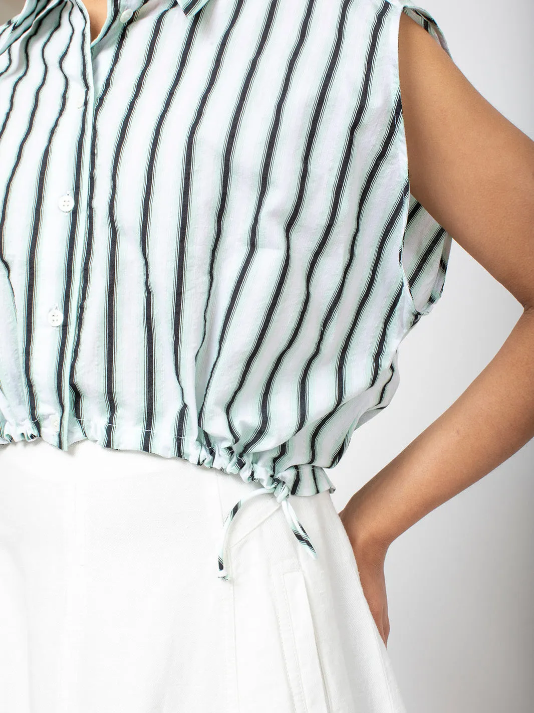 Parry Stripe Shirt - White/Green/Black