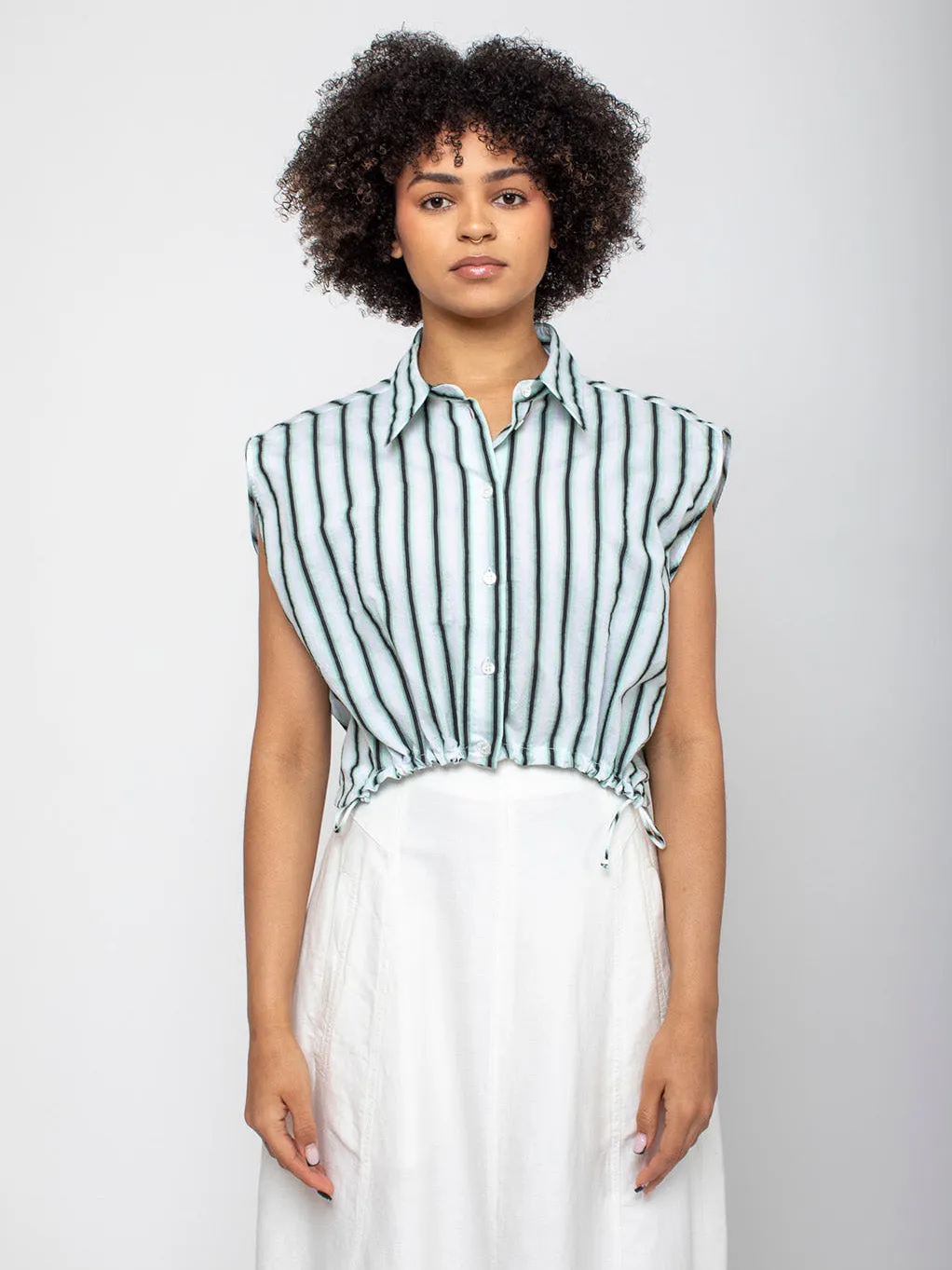 Parry Stripe Shirt - White/Green/Black