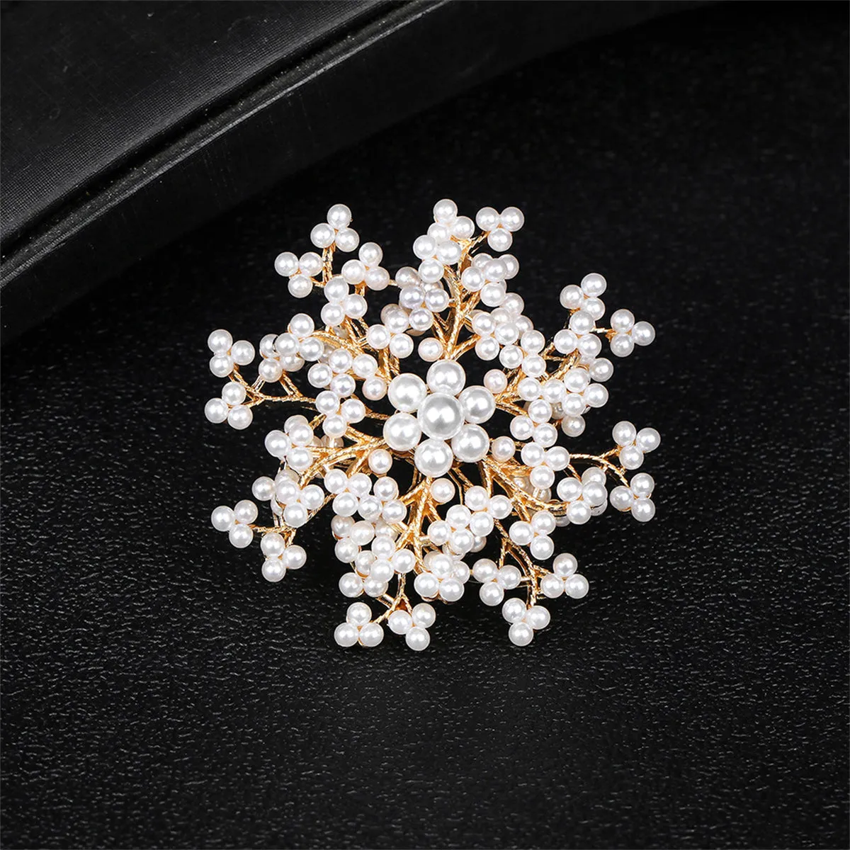 Pearl & 18K Gold-Plated Flower Brooch