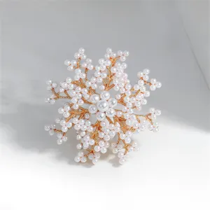 Pearl & 18K Gold-Plated Flower Brooch