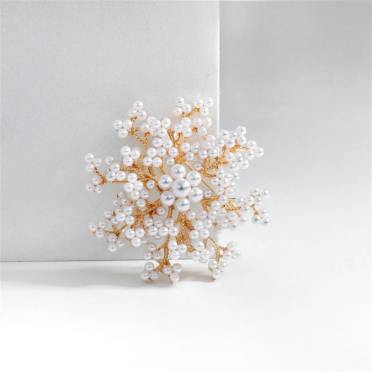 Pearl & 18K Gold-Plated Flower Brooch