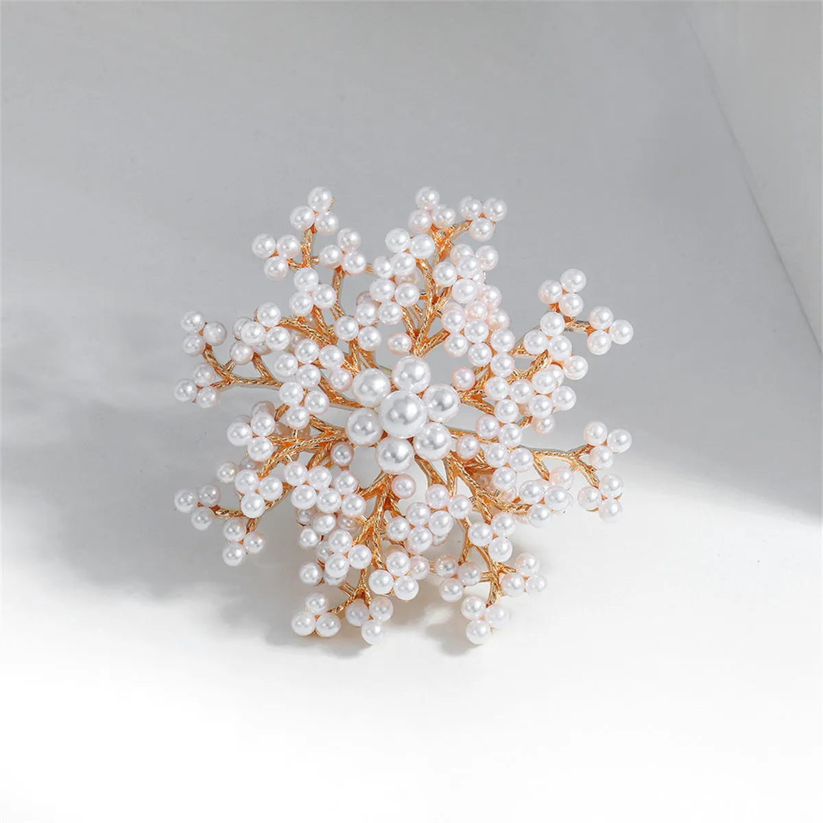 Pearl & 18K Gold-Plated Flower Brooch