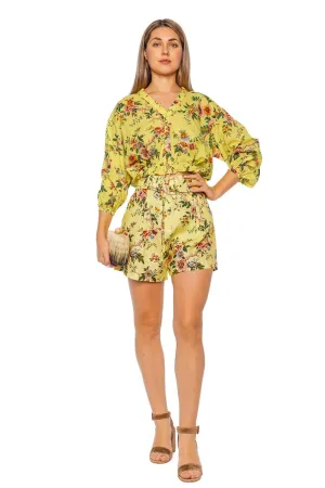 Perrin Chintz Yellow Cotton Drawstring top