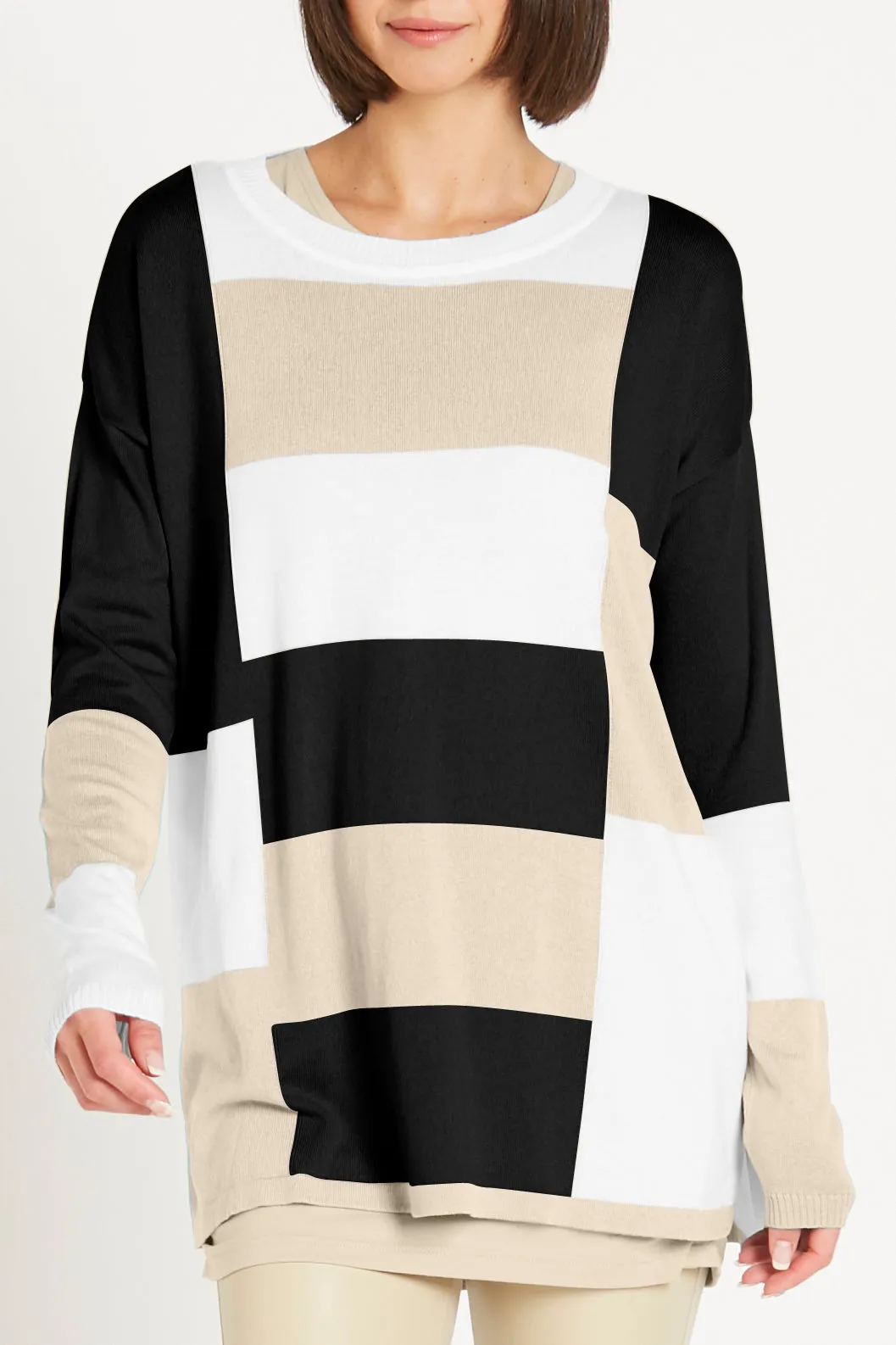 Pima Cotton Jenga Crewneck Sweater