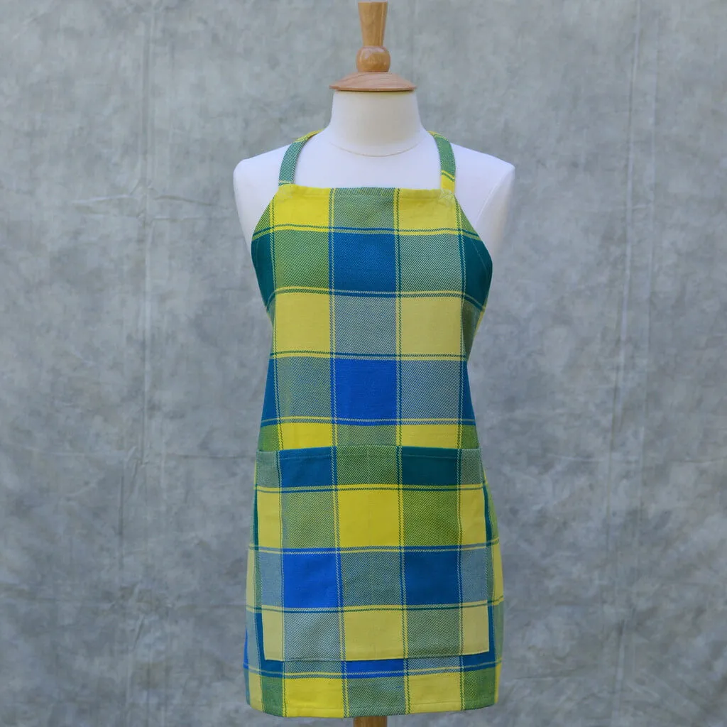 Plaid Twill Bib Apron | Ocean & Yellow