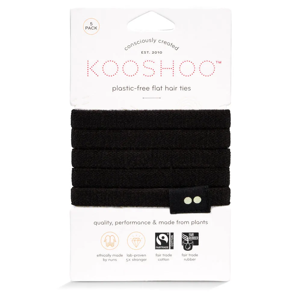 Plastic Free Hair Ties - 5 pack (multicoloured or black)