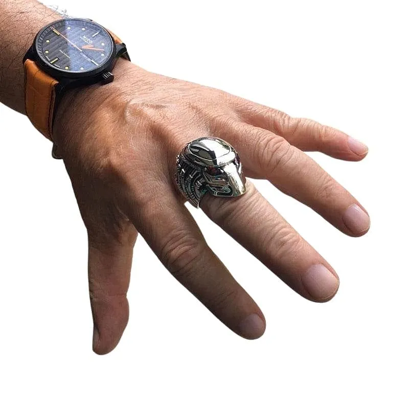 Predator Head Sterling Silver Men's Ring