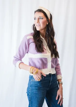 Pretty in Pearls Purple Cardigan