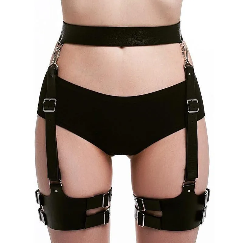 PUNK LEATHER BLACK SEXY SLING BELT UB2478