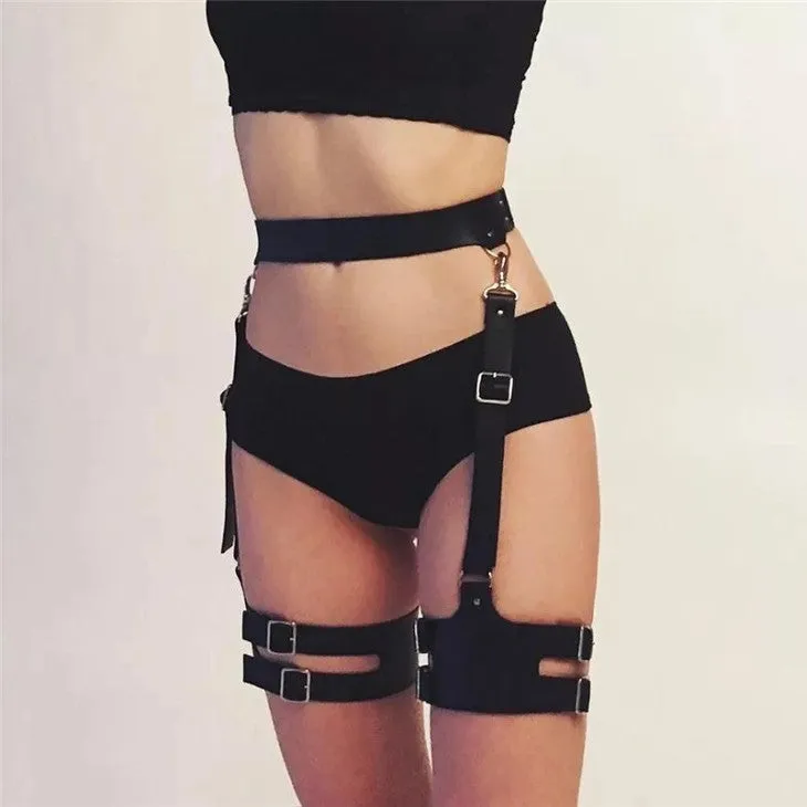 PUNK LEATHER BLACK SEXY SLING BELT UB2478
