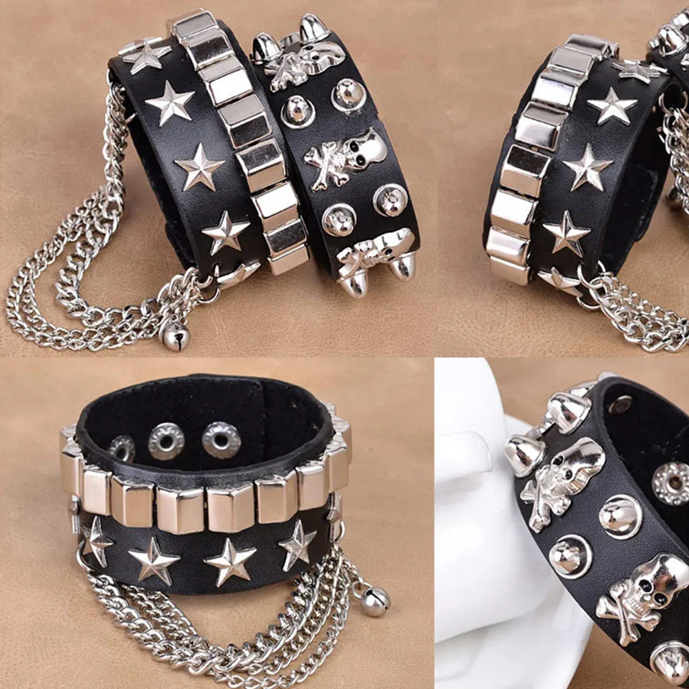 Punk Multilayered Rivet Cuff Bracelet