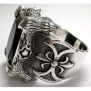 Purple Amethyst Dragon Claw Sterling Silver Men's Ring