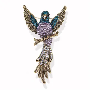 Purple Cubic Zirconia & 18K Gold-Plated Eagle Brooch