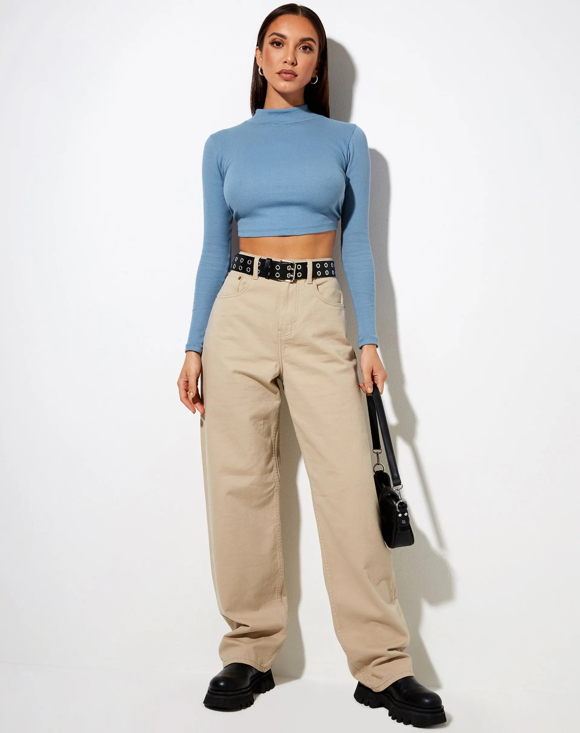 Quelia Crop Top in Rib Grapemist