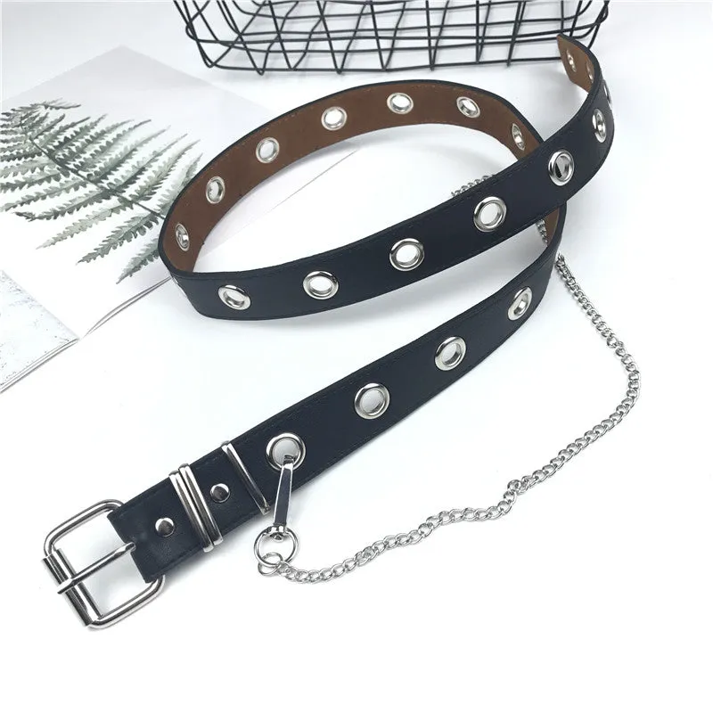"PUNK CIRCLE HOLE CHAIN" BELT K041802