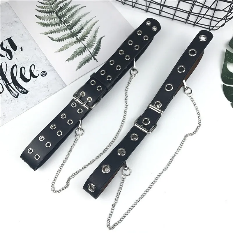 "PUNK CIRCLE HOLE CHAIN" BELT K041802