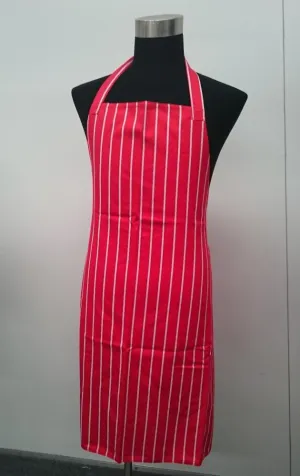 Red & White Stripe FULL Length Chefs Bib Apron