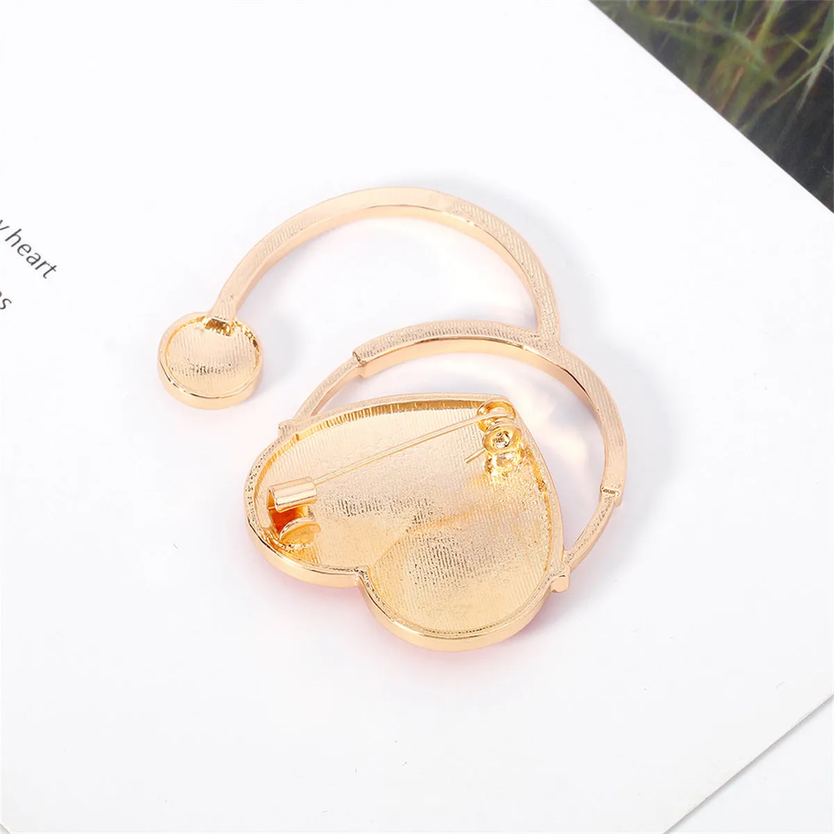 Red Enamel & 18K Gold-Plated Heart Stethoscope Brooch