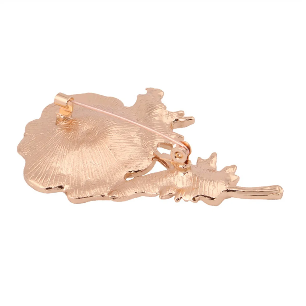 Red Enamel & Black Cubic Zirconia 18K Gold-Plated Flower Brooch