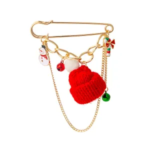 Red Polyster & 18K Gold-Plated Christmas Hat Charm Pin Brooch
